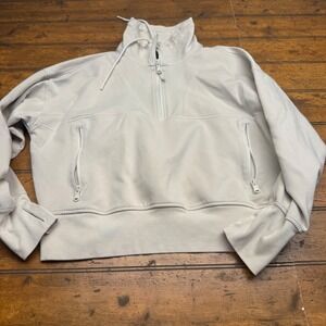 Old Navy Active Dynamic Fleece Cropped Quarter Zip Sweatshirt Womens XL Beige